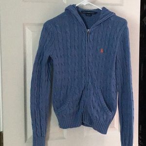 Polo blue sweater with orange horse
